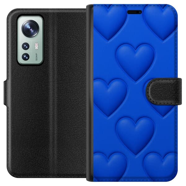 Xiaomi 12 Lommeboketui Blå Hjerter