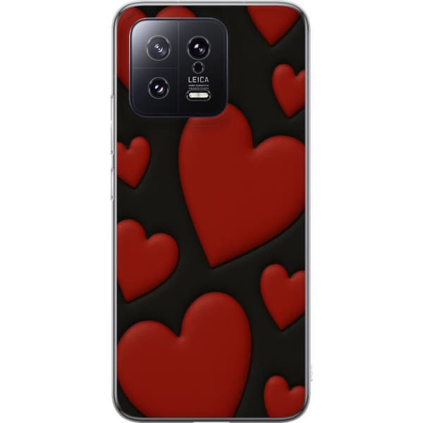 Xiaomi 13 Läpinäkyvä kuori Punaiset Samettisydämet