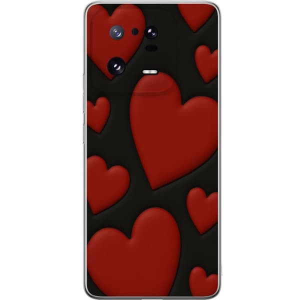 Xiaomi 13 Pro Gennemsigtig cover Rød Fløjlshjerter
