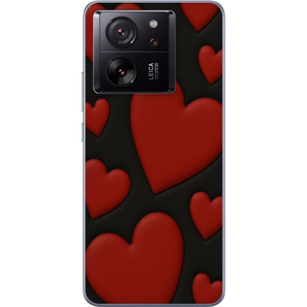 Xiaomi 13T Pro Gennemsigtig cover Rød Fløjlshjerter