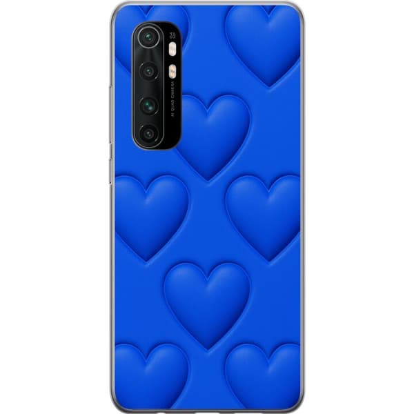 Xiaomi Mi Note 10 Lite Gennemsigtig cover Blå Hjerter