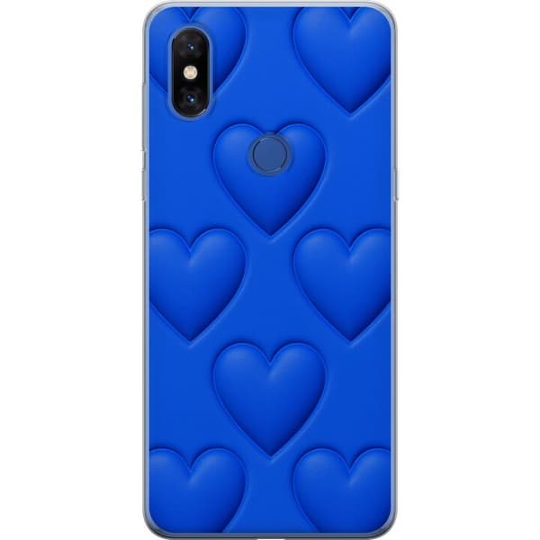Xiaomi Mi Mix 3 Gennemsigtig cover Blå Hjerter