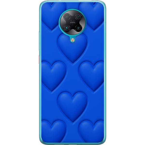 Xiaomi Poco F2 Pro Gennemsigtig cover Blå Hjerter