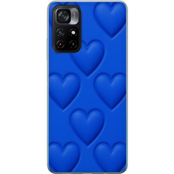 Xiaomi Poco M4 Pro 5G Gennemsigtig cover Blå Hjerter