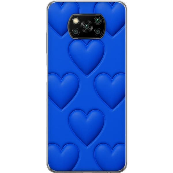 Xiaomi Poco X3 NFC Gennemsigtig cover Blå Hjerter