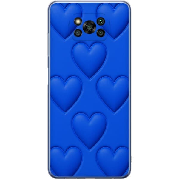 Xiaomi Poco X3 Pro Gennemsigtig cover Blå Hjerter