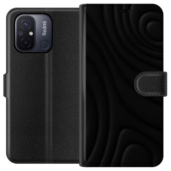 Xiaomi Redmi 12C Lommeboketui Svarte Bølger