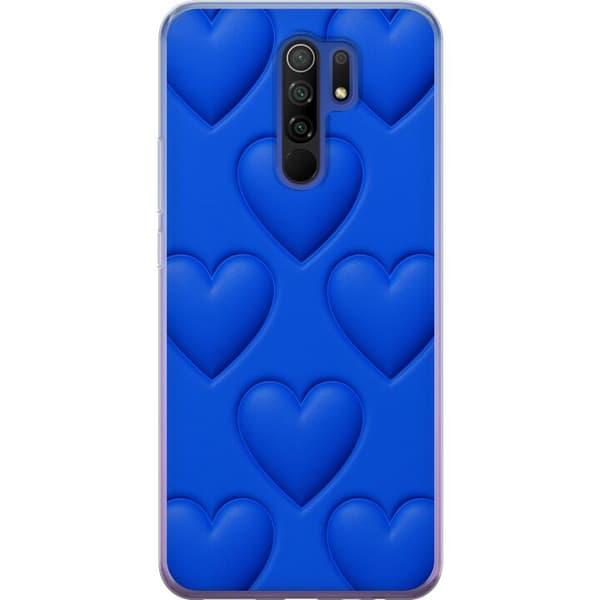 Xiaomi Redmi 9 Gennemsigtig cover Blå Hjerter