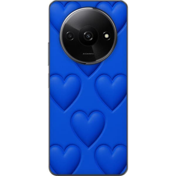 Xiaomi Redmi A3 Gjennomsiktig deksel Blå Hjerter