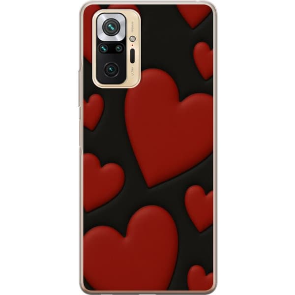 Xiaomi Redmi Note 10 Pro Genomskinligt Skal Red Velvet Hearts