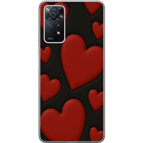 Xiaomi Redmi Note 11 Pro Genomskinligt Skal Red Velvet Hearts
