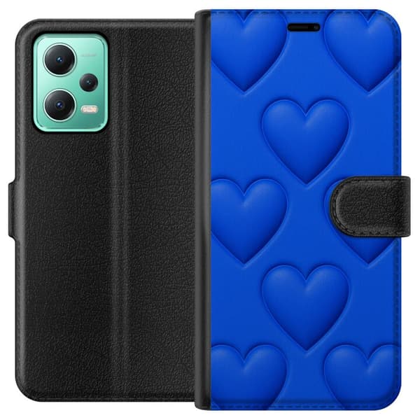 Xiaomi Redmi Note 12 Lommeboketui Blå Hjerter