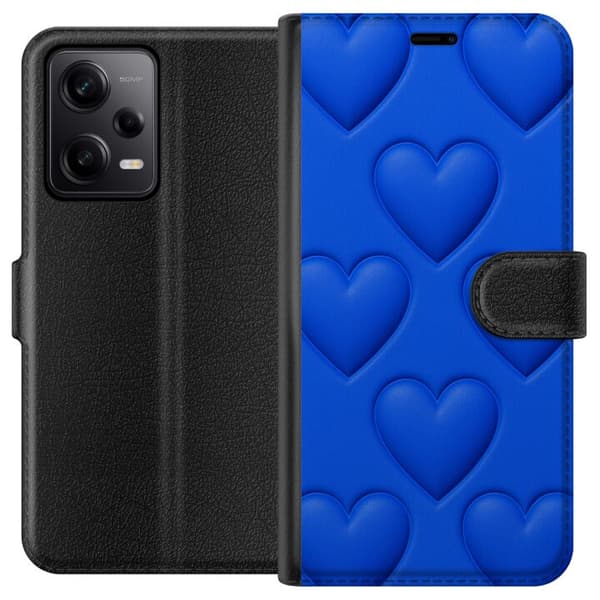 Xiaomi Redmi Note 12 Pro Tegnebogsetui Blå Hjerter
