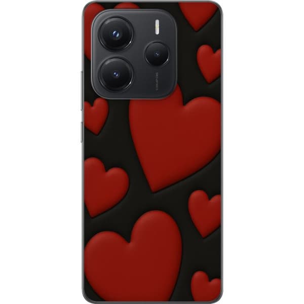 Xiaomi Redmi Note 14 Läpinäkyvä kuori Punaiset Samettisydämet