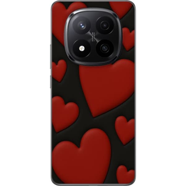 Xiaomi Redmi Note 14 Pro+ Gennemsigtig cover Rød Fløjlshjerter