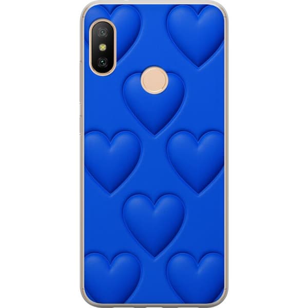 Xiaomi Redmi 6 Pro Gjennomsiktig deksel Blå Hjerter