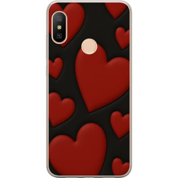 Xiaomi Redmi 6 Pro Genomskinligt Skal Red Velvet Hearts
