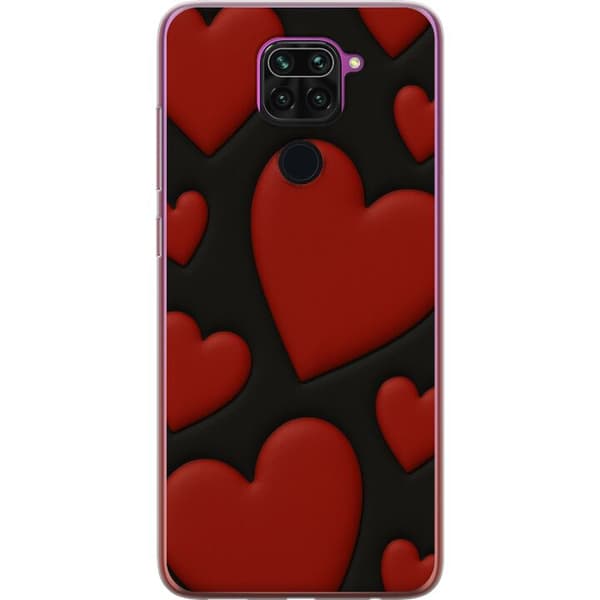 Xiaomi Redmi Note 9 Genomskinligt Skal Red Velvet Hearts