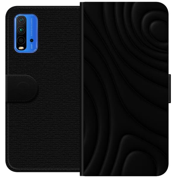Xiaomi Redmi Note 9 4G Lommeboketui Svarte Bølger