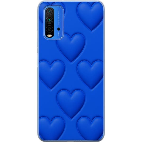 Xiaomi Redmi Note 9 4G Genomskinligt Skal Blue Hearts