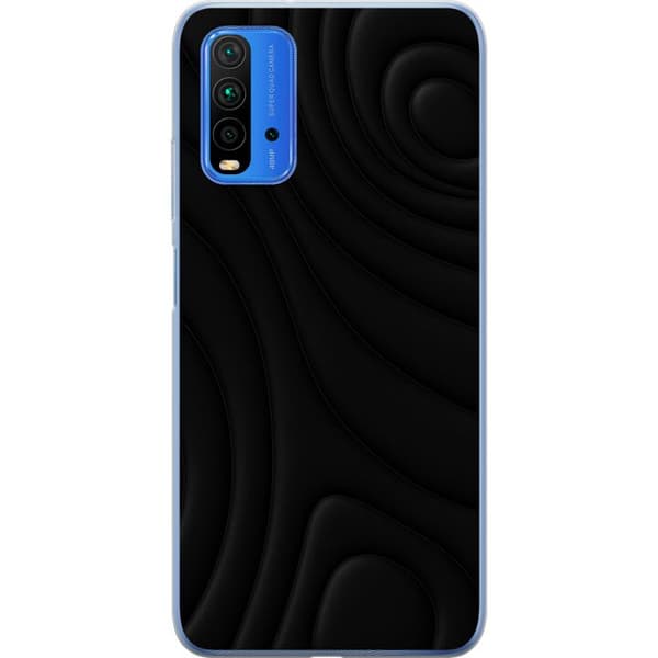 Xiaomi Redmi Note 9 4G Genomskinligt Skal Black Waves