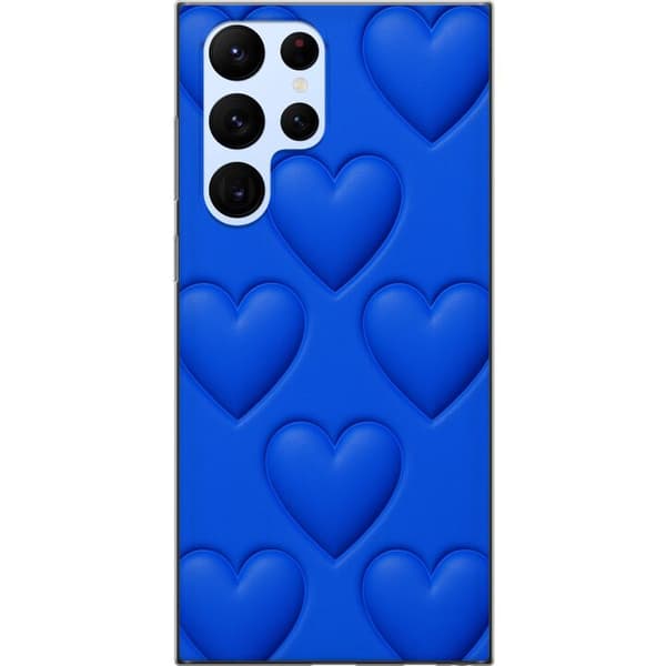 Samsung Galaxy S22 Ultra 5G Läpinäkyvä kuori Siniset Sydämet