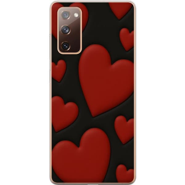 Samsung Galaxy S20 FE Läpinäkyvä kuori Punaiset Samettisydämet