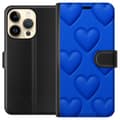 Miniatyrbillede 1 af 3: Apple iPhone 14 Pro Tegnebogsetui Blå Hjerter