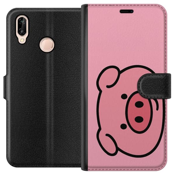 Huawei P20 lite Tegnebogsetui Kawaii Piggy