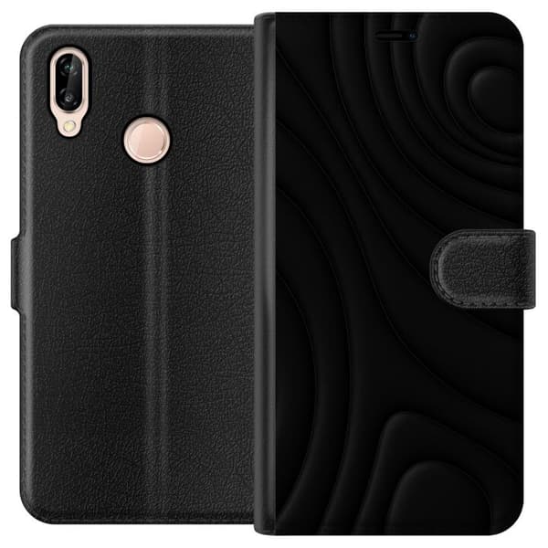 Huawei P20 lite Tegnebogsetui Sorte Bølger