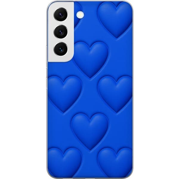 Samsung Galaxy S22 5G Gennemsigtig cover Blå Hjerter