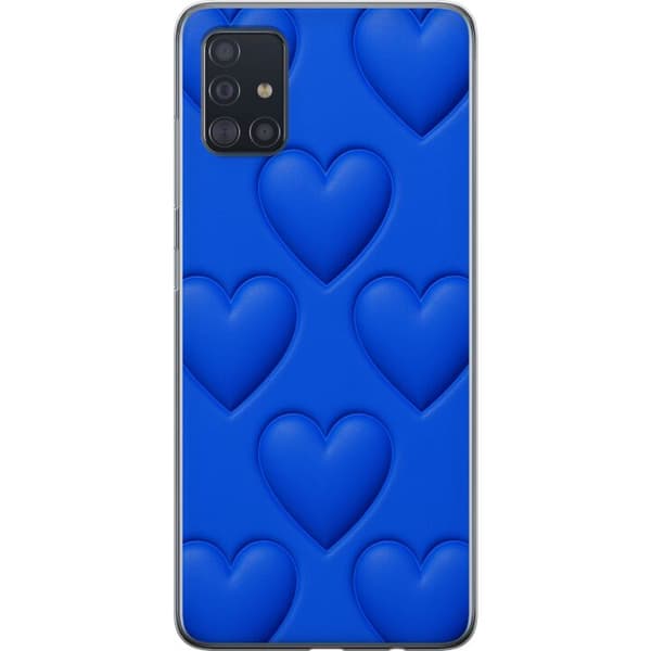 Samsung Galaxy A51 Läpinäkyvä kuori Siniset Sydämet