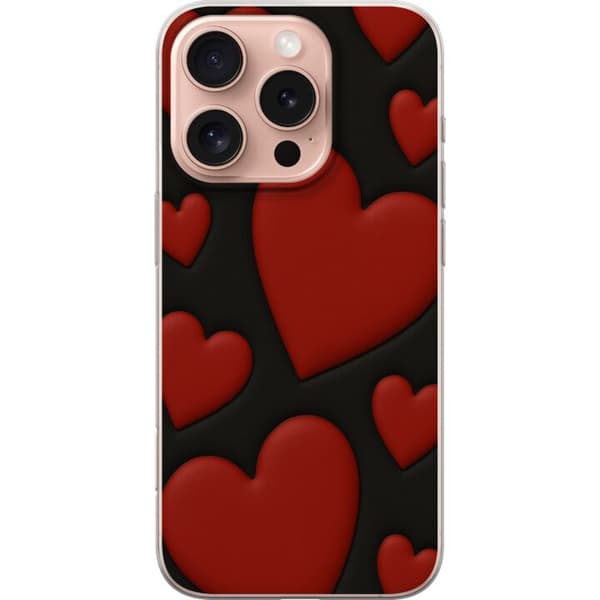 Apple iPhone 16 Pro Genomskinligt Skal Red Velvet Hearts
