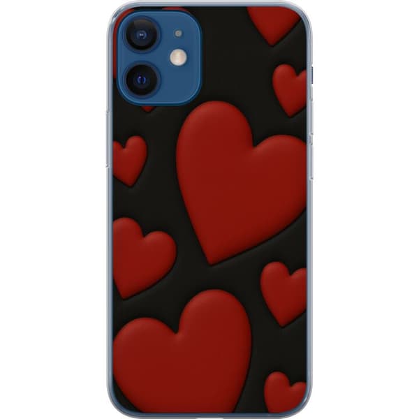 Apple iPhone 12  Genomskinligt Skal Red Velvet Hearts