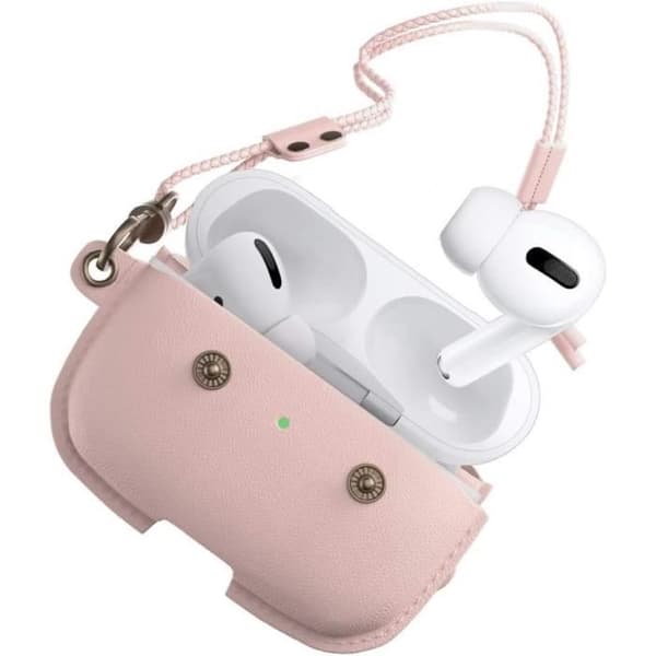 Woodcessories - Läderfodral för AirPods Pro med halsband, AirCase Rosa