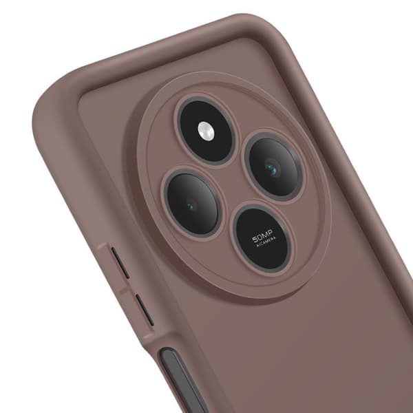 Coque för Xiaomi Redmi 14C Silikon Mjuk Beröring Höjda Kantar Brun