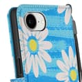 Miniatyrbild 4 av 5: iPhone 16e-fodral Daisy-mönster med handledsrem och kortfack Blå