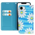 Miniatyrbild 1 av 5: iPhone 16e-fodral Daisy-mönster med handledsrem och kortfack Blå