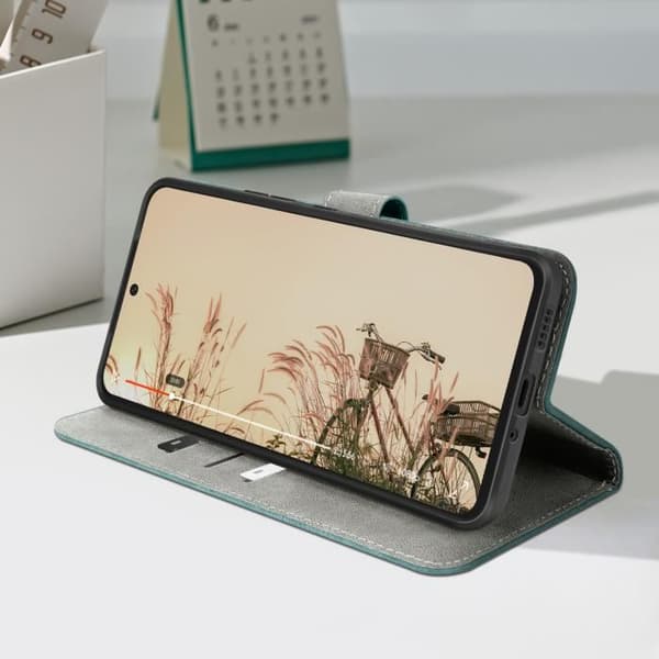 Hus för Huawei Nova 12i Brossad Effekt Plånbok och Stöd Mörkgrön