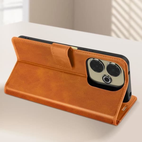 Fodral för Xiaomi Redmi 13 Plånbok Funktion Stöd Video Ljusbrun