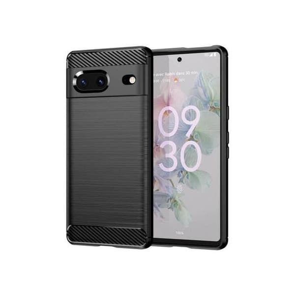 Siliconefodral med svarta kolfiberinsatser för Google Pixel 7