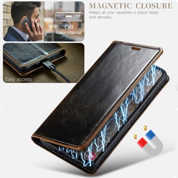 För A53 5G Telefonfodral Svart Brunt Läder Flip Telefonfodral Plånboksmönster Telefonfodral Stöttålig telefon Skyddsfodral Kortplatser Telefonställ