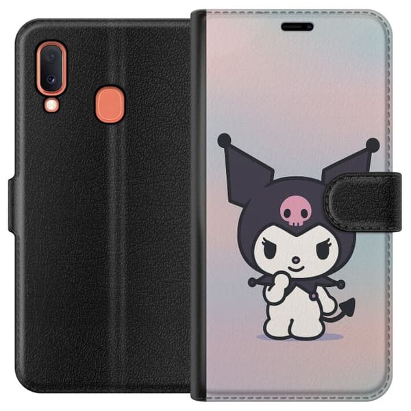 Samsung Galaxy A20e Tegnebogsetui Kawaii Sanrio Kuromi
