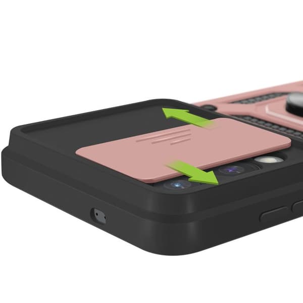 Coque för Samsung S25 Edge ringstöd med kameraskydd Mayaxess Roséguld