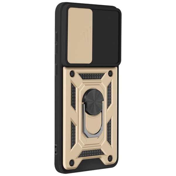 Coque för Samsung S25 Edge Ring Stöd med Kameraskydd Mayaxess Guld