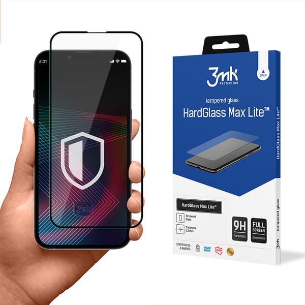 3mk HardGlass Max Lite - Tempered Glass for iPhone 14 Pro (Black)