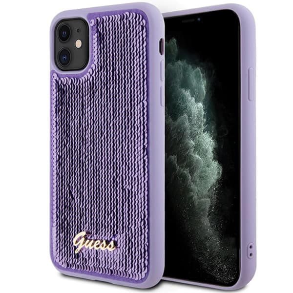 Guess Sequin Script Metal - iPhone 11-fodral (lila)