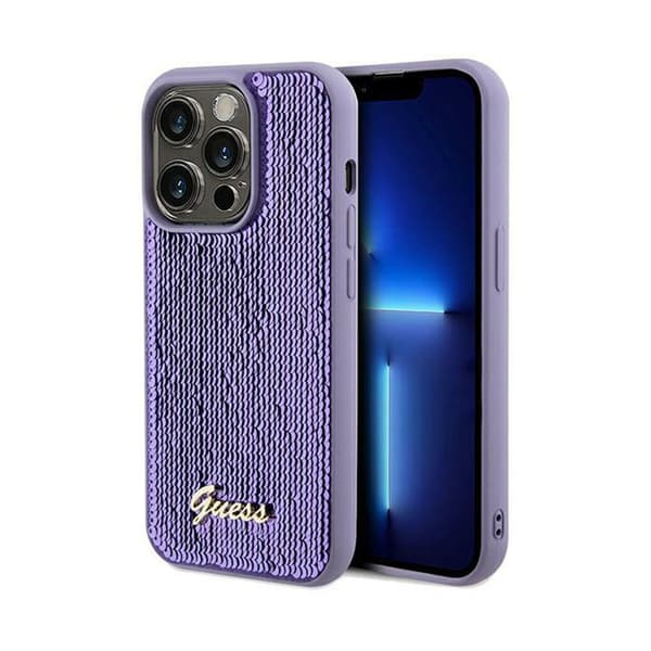 Guess Sequin Script Metal - Etui til iPhone 13 Pro (lilla)