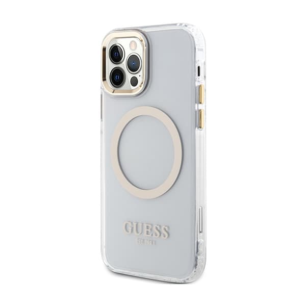 GuessMetalOutlineMagSafe-FodralföriPhone12/iPhone12Pro(Transparent/Guld)