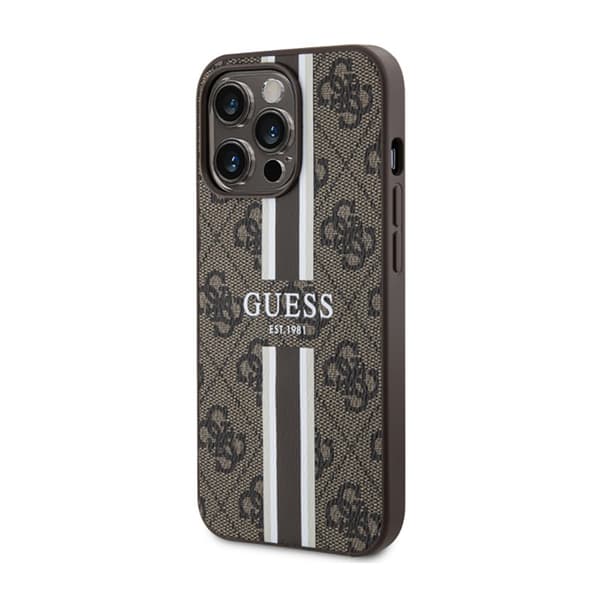 Guess4GPrintedStripesMagSafe-koteloiPhone13Prolle(ruskea)